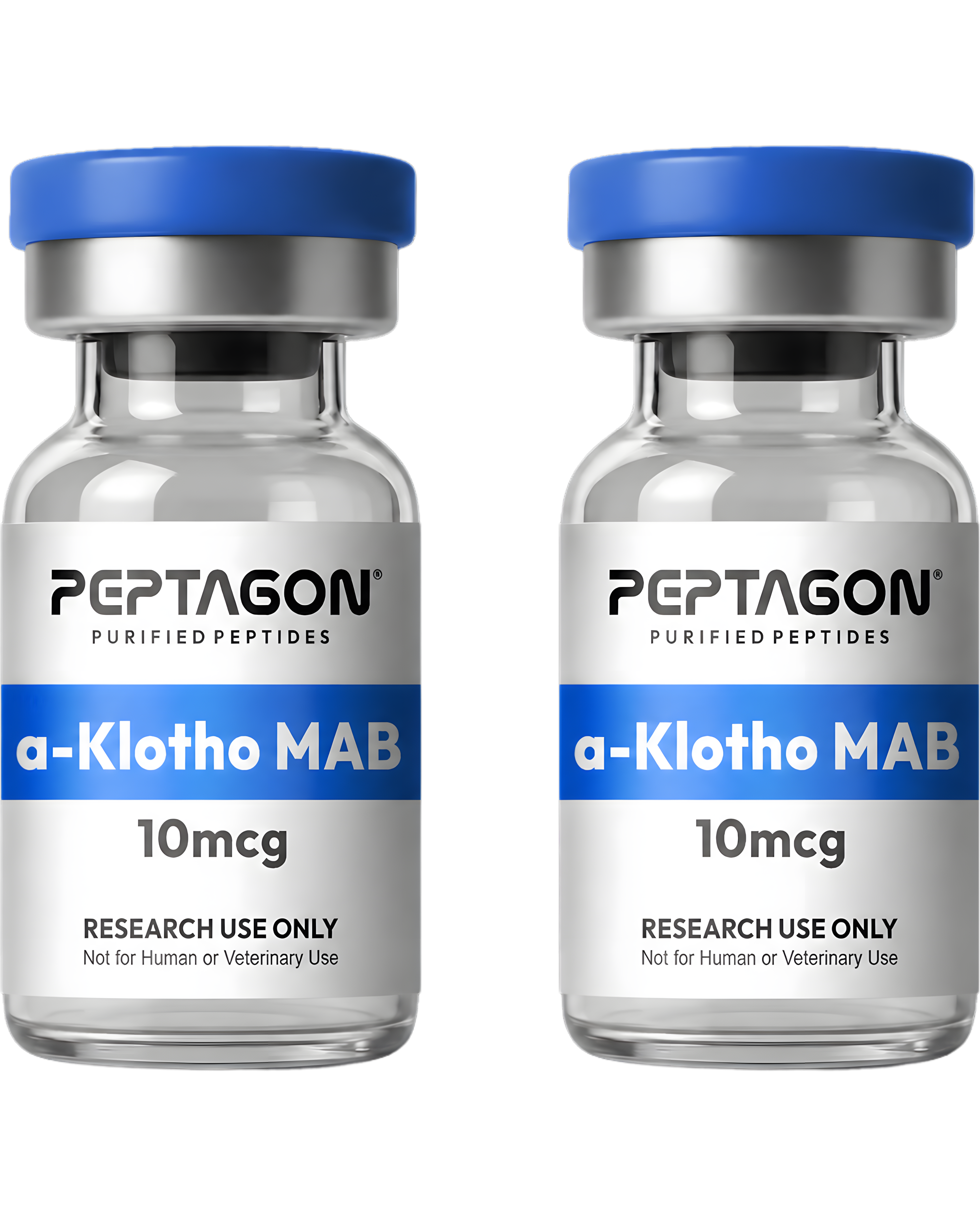 Two vials of a-Klotho MAB 10mcg purified peptides for research use only